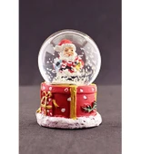 Dekoratif Kabartmalı Noel Baba Yılbaşı Hediye Temalı Noel Baba Mini Boy Işıklı Kar Küresi 6,5 cm - 1