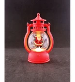 Dekoratif Yeni Yıl Hediyesi Noel Baba Temalı Led Mumlu Pilli Yılbaşı Kandili Kırmızı - 1