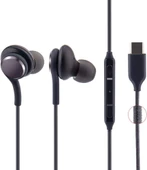 Samsung Galaxy S20 Uyumlu Samsung Galaxy Note 10+ (plus) Ve Uyumlu Type C Mıkrofonlu Kulaklık Siyah thumbnail 2