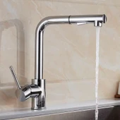 KROM SPİRALLİ EVİYE BATARYASI ÇİFT MODLU ÇEK BIRAK UZAYAN BAŞLIK PRİNÇ GÖVDE MUTFAK MUSLUK - 5