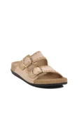 Aspor Bej Anatomik Çift Bantlı Kadın Düz Terlik - 3