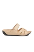 Aspor Bej Cırtlı Anatomik Kadın Düz Terlik thumbnail 1