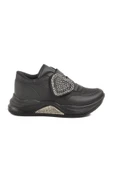 Aspor Siyah Simli Cırtlı Kız Çocuk Sneaker - 1