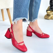 Pabucmarketi Kırmızı Kadın Topuklu Ayakkabı thumbnail 4