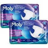 Moly Tekstil Yüzeyli Large Büyük Boy Belbantlı Hasta Bezi 30 lu 2 paket / 60 adet - 2