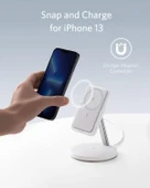 Anker PowerWave MagGo 2in1 Stand Magsafe Uyumlu 5000 mAh Powerbank & Stand Beyaz - B25A7 thumbnail 2