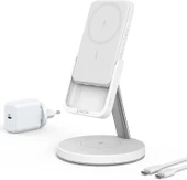 Anker PowerWave MagGo 2in1 Stand Magsafe Uyumlu 5000 mAh Powerbank & Stand Beyaz - B25A7 thumbnail 1