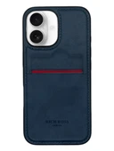 Apple iPhone 16 Plus Kartlıklı Rich Boss Deri Kılıf Lacivert - 1