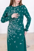 Taş Desenli ve Tüylü Kol Detaylı Abiye Elbise 2747-Zümrüt Yeşili thumbnail 3