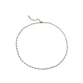 14 Ayar Altın Kaplama Minimal İncili El Yapımı Gümüş Kolye - CNS00628 thumbnail 5