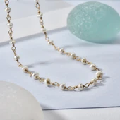 14 Ayar Altın Kaplama Minimal İncili El Yapımı Gümüş Kolye - CNS00628 thumbnail 2