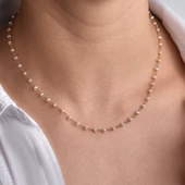 14 Ayar Altın Kaplama Minimal İncili El Yapımı Gümüş Kolye - CNS00628 thumbnail 1