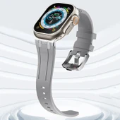 Sneezy Apple Watch 42-44-45-49MM İle Uyumlu Everest Tasarım Silikon Kordon  Gri thumbnail 1