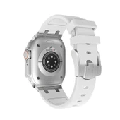 Sneezy Apple Watch 42-44-45-49MM İle Uyumlu Everest Tasarım Silikon Kordon  Beyaz - 3