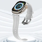 Sneezy Apple Watch 42-44-45-49MM İle Uyumlu Everest Tasarım Silikon Kordon  Beyaz - 1