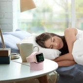 Apple Watch Uyumlu Silikon Akıllı Saat Şarj Standı  Pudra - 2