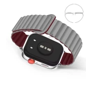 Huawei Watch Fit 3 İle Uyumlu Duo Baklalı Magnetik Silikon Kordon  Gri thumbnail 2