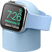 Apple Watch Uyumlu Silikon Akıllı Saat Şarj Standı  Mavi - 1