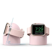 Apple Watch Uyumlu Silikon Akıllı Saat Şarj Standı  Pudra - 6
