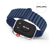 Huawei Watch Fit 3 İle Uyumlu Duo Baklalı Magnetik Silikon Kordon  Lacivert - 2