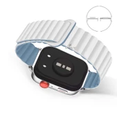 Huawei Watch Fit 3 İle Uyumlu Duo Baklalı Magnetik Silikon Kordon  Beyaz - Mavi - 2