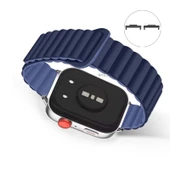 Huawei Watch Fit 3 İle Uyumlu Duo Baklalı Magnetik Silikon Kordon  Koyu Mavi - 2