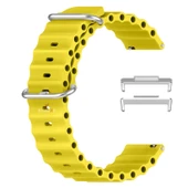 Huawei Watch Fit 3 İle Uyumlu Seaflex Ocean Tokalı Yumuşak Soft Silikon Kordon  Sarı thumbnail 4