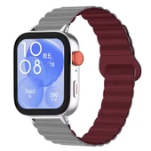 Huawei Watch Fit 3 İle Uyumlu Duo Baklalı Magnetik Silikon Kordon  Gri thumbnail 1