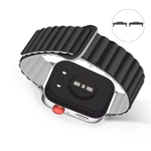 Huawei Watch Fit 3 İle Uyumlu Duo Baklalı Magnetik Silikon Kordon  Siyah - Beyaz - 2