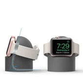 Apple Watch Uyumlu Silikon Akıllı Saat Şarj Standı  Gri - 6