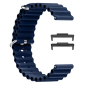 Huawei Watch Fit 3 İle Uyumlu Seaflex Ocean Tokalı Yumuşak Soft Silikon Kordon  Lacivert - 3
