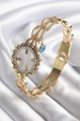 316L Çelik Gold Renk Zirkon Taş Sonsuzluk Detay Çeyrek Altın Takılabilir Kadın Kelepçe - TJ-BB5763 - 1