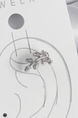 Pirinç Gümüş Renk Zirkon Taşlı Yaprak Model Kıkırdak Kadın Küpe - TJ-BKP10551 - 1