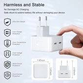 Apple iPhone Uyumlu USB-C - Lighting 35W Hızlı Şarj Cihazı Çift Çıkışlı Aynı Anda 2 Cihaz Şarjı imkanı. thumbnail 5