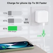 Apple iPhone Uyumlu USB-C - Lighting 35W Hızlı Şarj Cihazı Çift Çıkışlı Aynı Anda 2 Cihaz Şarjı imkanı. thumbnail 3
