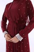 İncili Abaya Ve Elbise Takım 8491 Bordo - 4