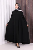 Çıt Çıt Düğme Detaylı Ferace Görünümlü Elbise 70020 Siyah thumbnail 1