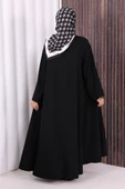 Çıt Çıt Düğme Detaylı Ferace Görünümlü Elbise 70020 Siyah thumbnail 4