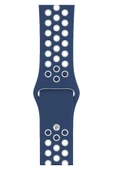 Apple Watch Series 5 42 MM Fileli Kordon Lacivert-Beyaz - 1