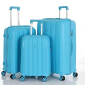 MÇS 3lü Set Kırılmaz Silikon Seyahat Valizi Bavulu V305 Açık Mavi - 1