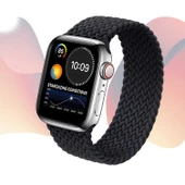 Apple Watch 4 38 MM Tek Parça MEDİUM Hasır Kordon Kömür - 2