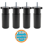 Mobilya Kanepe Sehpa TV Ünitesi Koltuk Orta Destek Ayağı Ayarlanabilir 9.5 cm Siyah Baza Ayak 4 Adet thumbnail 1