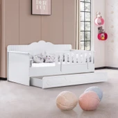 Yavrulu Karyola, Flower Yavrulu Montessori Karyola - Beyaz + 2 Adet Comfort Yatak - 2