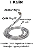 Acarlar 10 Yıl Garantili Banyo Duş Hortumu Çelik Örgülü 1,5 Metre Duş Başlık Hortumu 1.kalite - 2