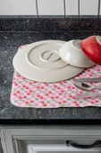 Bulaşık Kurutma Örtüsü, Bulaşıklık, Tezgah Üstü Bulaşık Matı, Süper Emici Mutfak Matı, Kiraz Desen - 6
