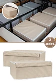 Flora Baza Kutu Hurç, Yatak Kanepe Altı Düzenleyici Su Geçirmez Mukavva Destekli (50x40x19cm) 2 Adet Kahve - 1