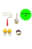 HAFSER 4'Lü Boyacı Set Rulo 15cm 4No Fırça Kağıt Bant Eldiven - 1