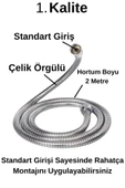Acarlar 10 Yıl Garantili Paslanmaz Çelik 2 Metre Spiral Duş Başlığı Hortumu 1.kalite - 2