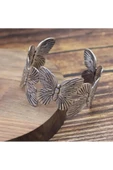 YEBİİ ohem Tarzı Çiçek Şeklinde Açık Manşet Bilezik, Vintage Metal Bilezik, Moda Günlük Kullanım Aksesuarı - 3
