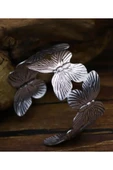 YEBİİ ohem Tarzı Çiçek Şeklinde Açık Manşet Bilezik, Vintage Metal Bilezik, Moda Günlük Kullanım Aksesuarı - 2